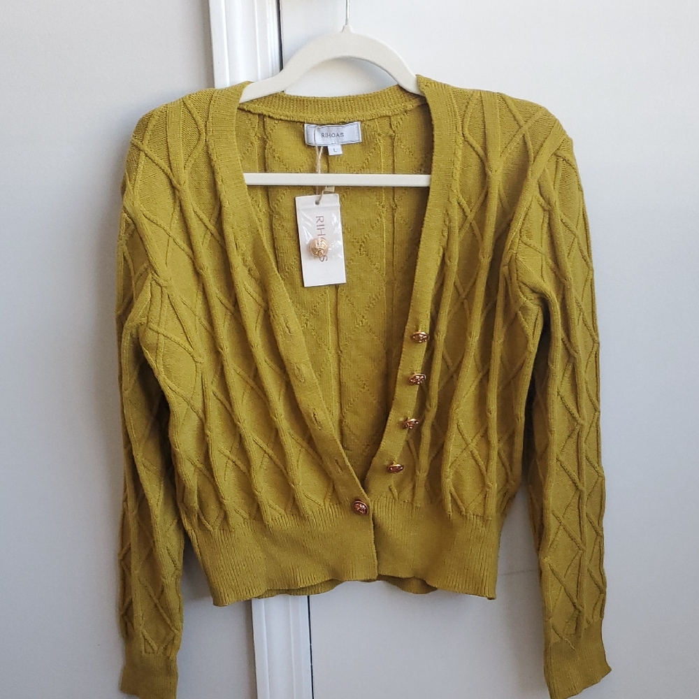 RIHOAS Women's Olive Cardigan Sweater